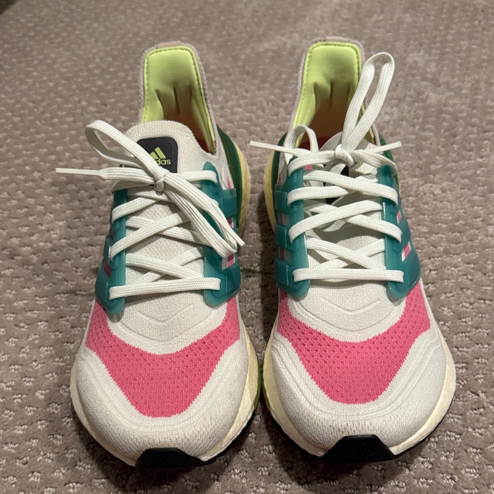 Adidas Pink and Green Athletic Shoes